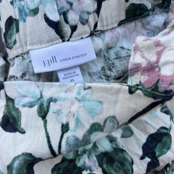 J. Jill Linen Stretch Size XS Vintage Hydrangea Floral Pants Spring Summer - Picture 6 of 6